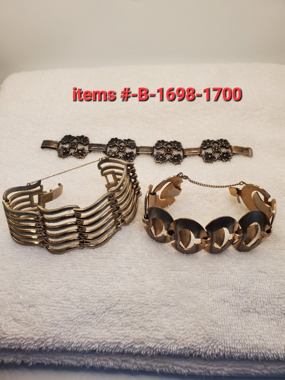 3 Bracelets, items # B 1698-1700,  wt. 198 grams.